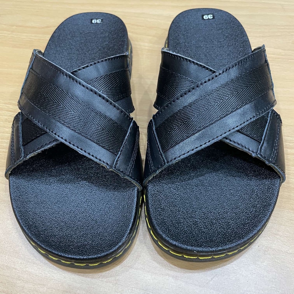 Dép nam quai ngang chéo da bò