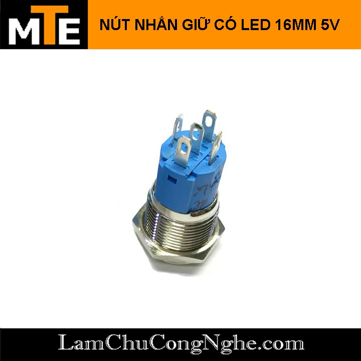 Nút nhấn giữ - nút nguồn có led 16mm 3-6V Xanh, Đỏ