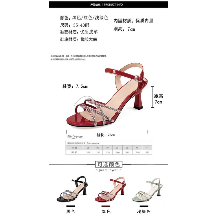 Giày Sandal Cao Gót Hở Ngón Quai Da Đính Đá Thời Trang Mùa Hè Dành Cho Nữ