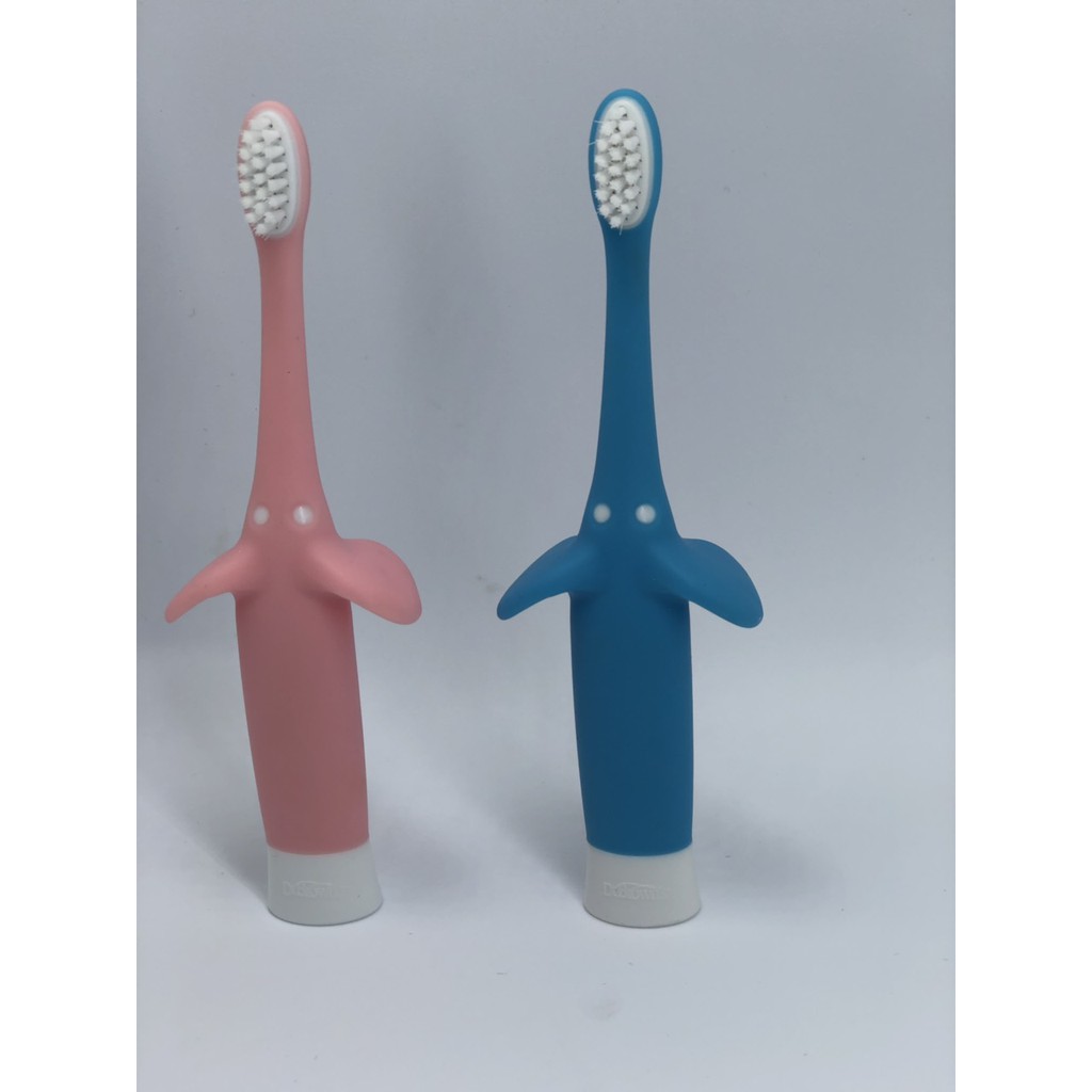 Bàn chải đánh răng hình con Voi Dr Brown's cho trẻ 0-3 tuổi - Hồng, Xanh tách set