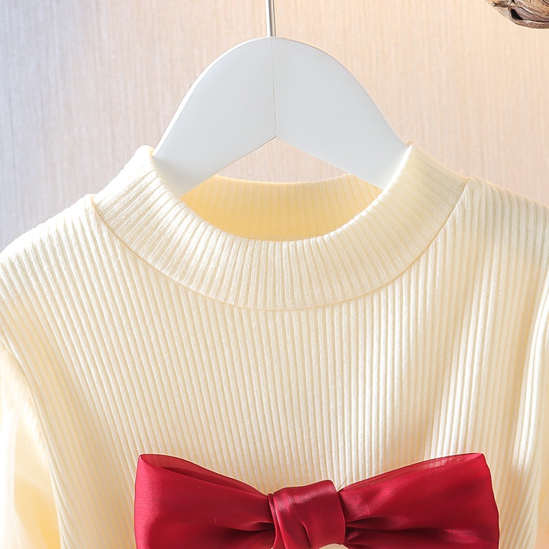 Đầm Công Chúa Tay Dài Phồng Bằng Vải Gauze Cổ Thuyền Có Nơ Cho Bé Gái 0-4 Tuổi