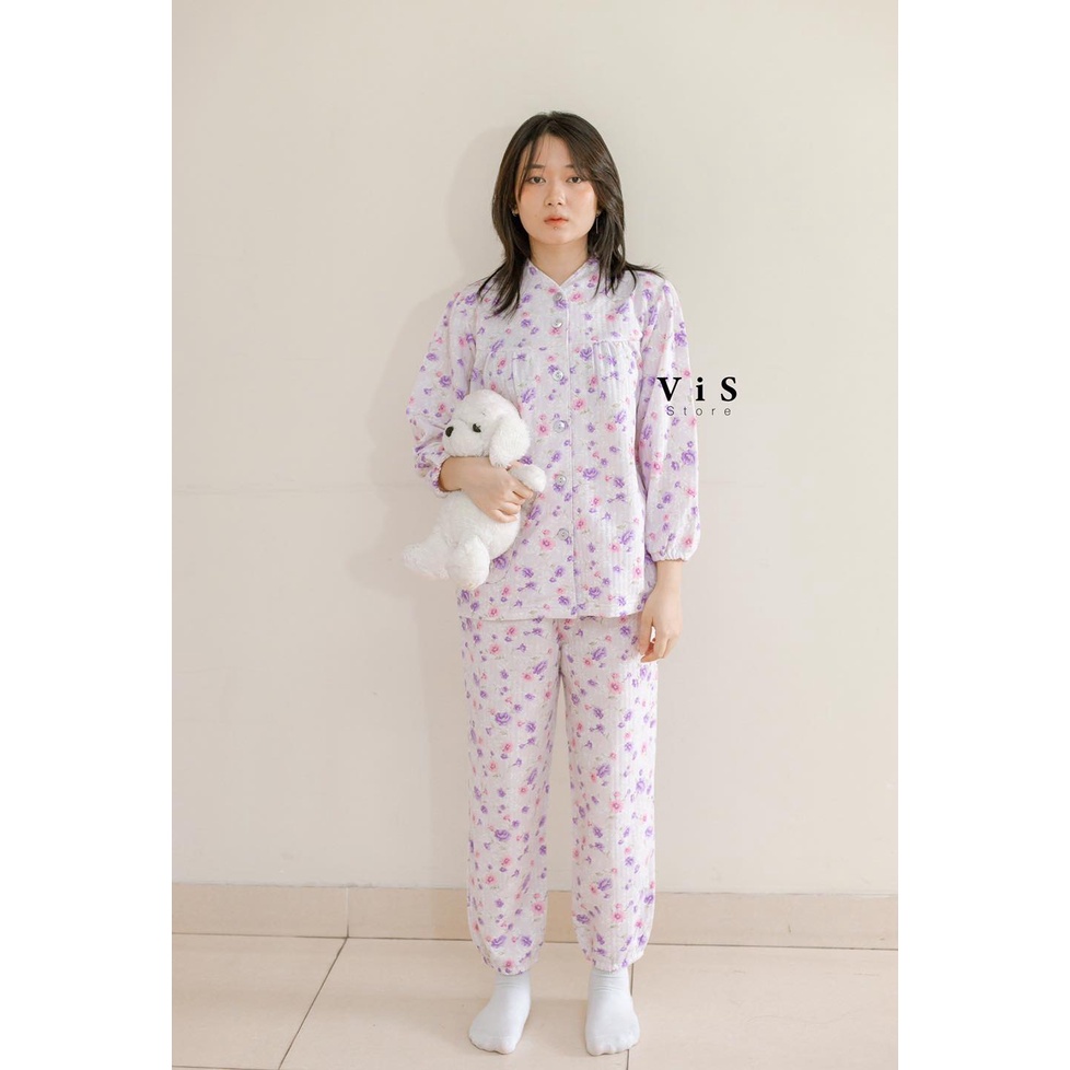 SET BỘ BÔNG PYJAMAS NỮ DÀI TAY MÙA ĐÔNG XUẤT NHẬT