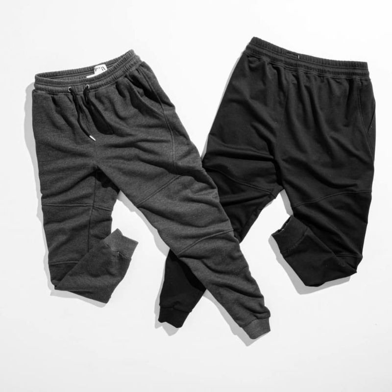 Quần jogger ZARA xuất xịn unisex lưng thun cột dây có túi bên xám đậm, xám nhạt