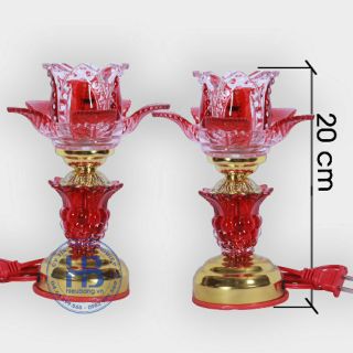 Đèn thờ đá pha lê thủy tinh cao 23cm 097 910 3497