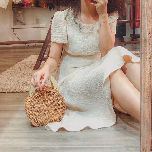 Túi mây du lịch quai gỗ