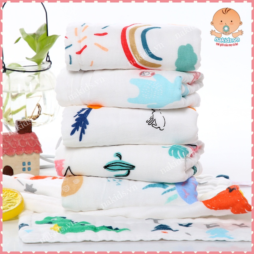 Khăn Xô 6 Lớp Cao Cấp Kích Thước 25X50Cm, Khăn Rửa Mặt Cho Bé Và Cả Gia Đình