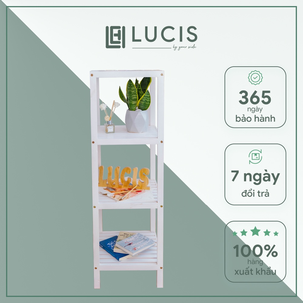 [Mã BMBAU50 giảm 10% đơn 99k] Kệ để đồ phòng ngủ 4 tầng LUCIS cao cấp màu trắng trang trí phòng khách