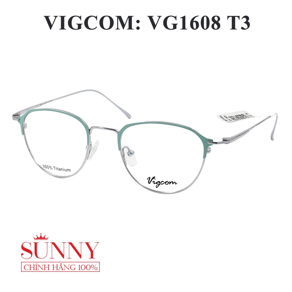 Gọng kính thời trang Vigcom VG1608 kim loại chính hãng, thiết kế dễ đeo bảo vệ mắt