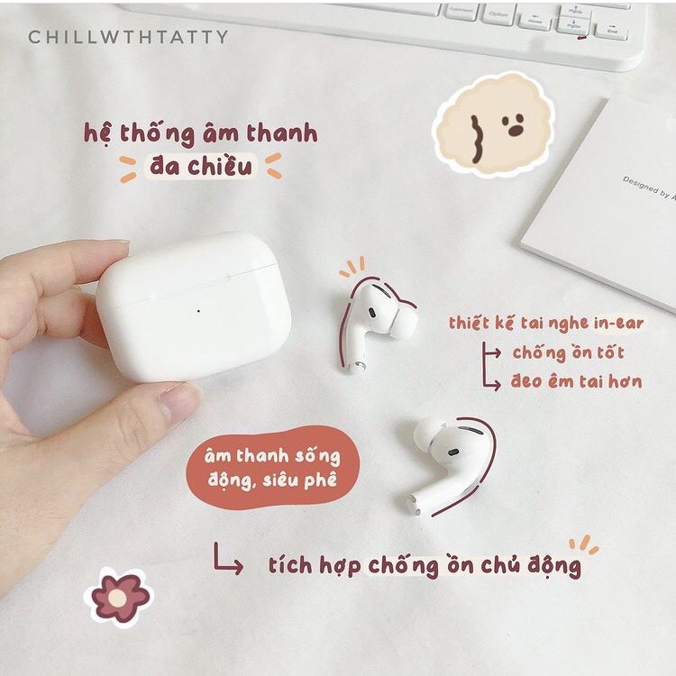 Tai Nghe Bluetooth Cao Cấp TWS PRO - Chống Ồn Chủ Động - Dùng Cho IOS Và Android - Tự Động Kết Nối - Cảm Biến Nhạy