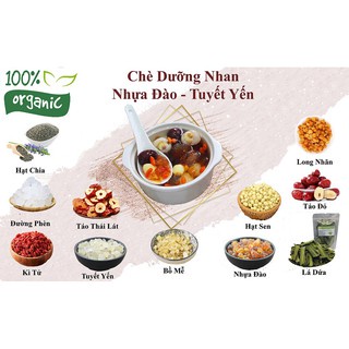 Combo 1 Gói Lớn Nguyên Liệu Chè Dưỡng Nhan Tuyết Yến, nhựa đào 12 Vị Thanh Mát