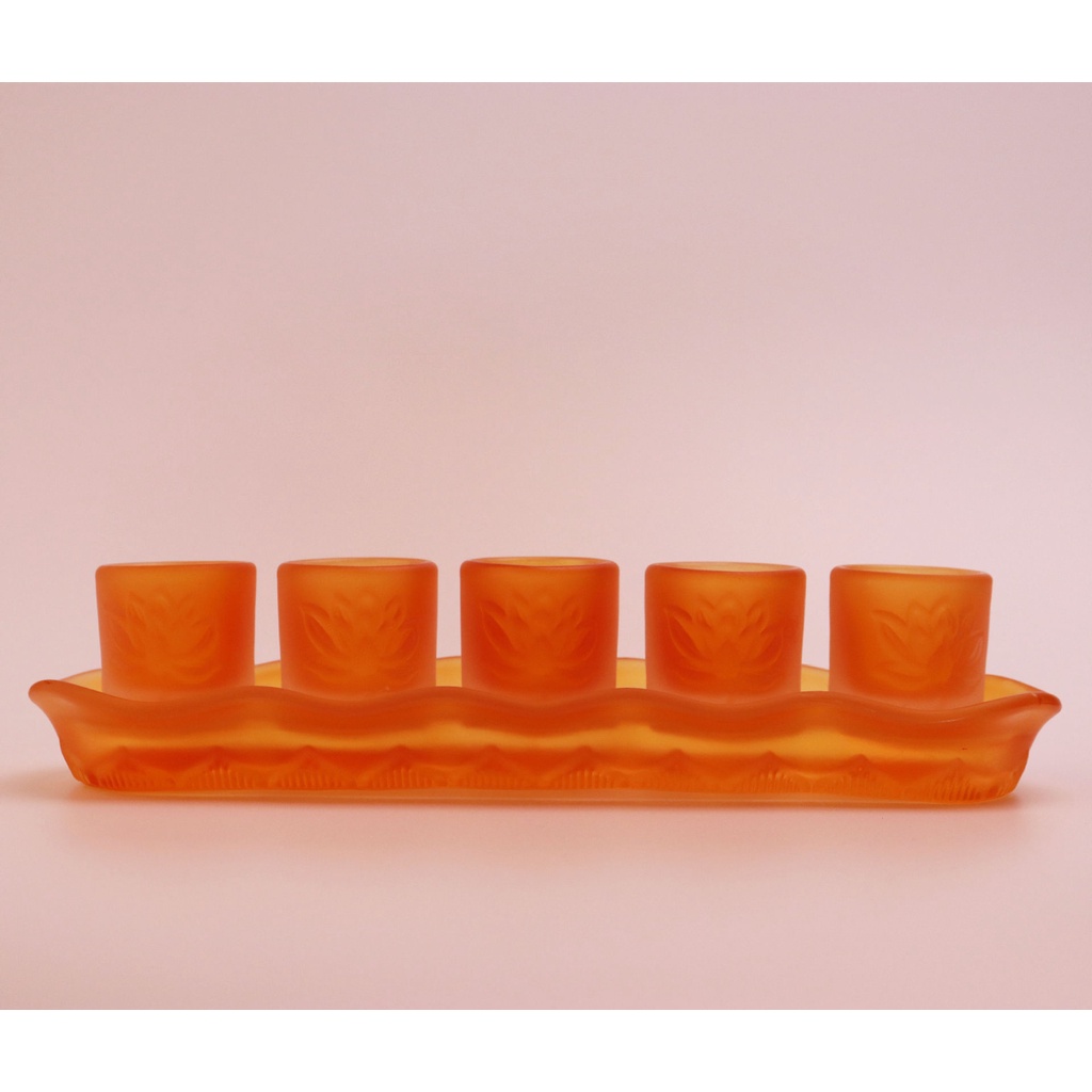 Ly nước thờ cúng lưu ly bộ 5 chén nước thờ