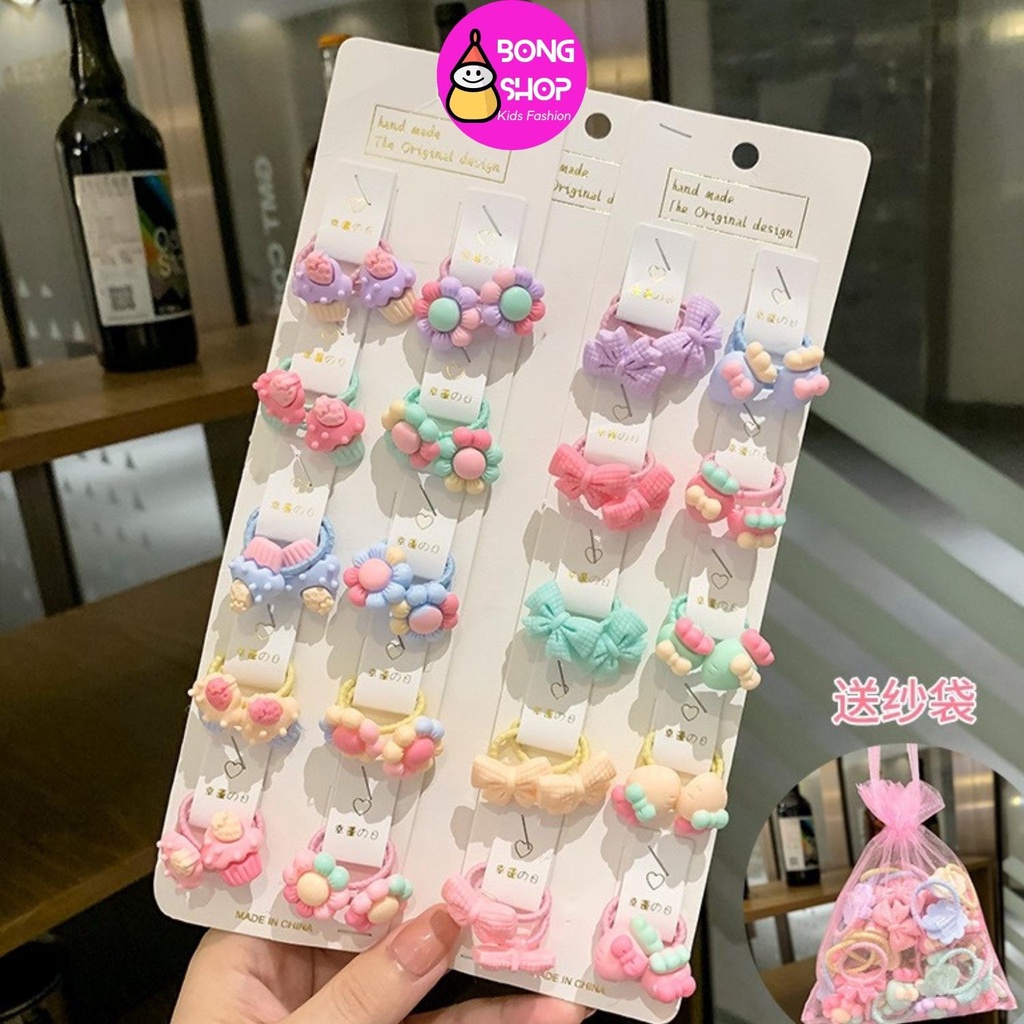 Set 40 dây cột tóc hình hoa trái dễ thương cho bé