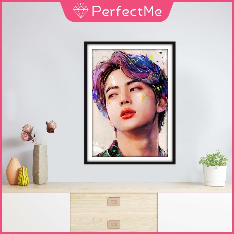 Bộ tranh đính đá 5D họa tiết BTS độc đáo kích thước 30x40cm DIY dùng trang trí