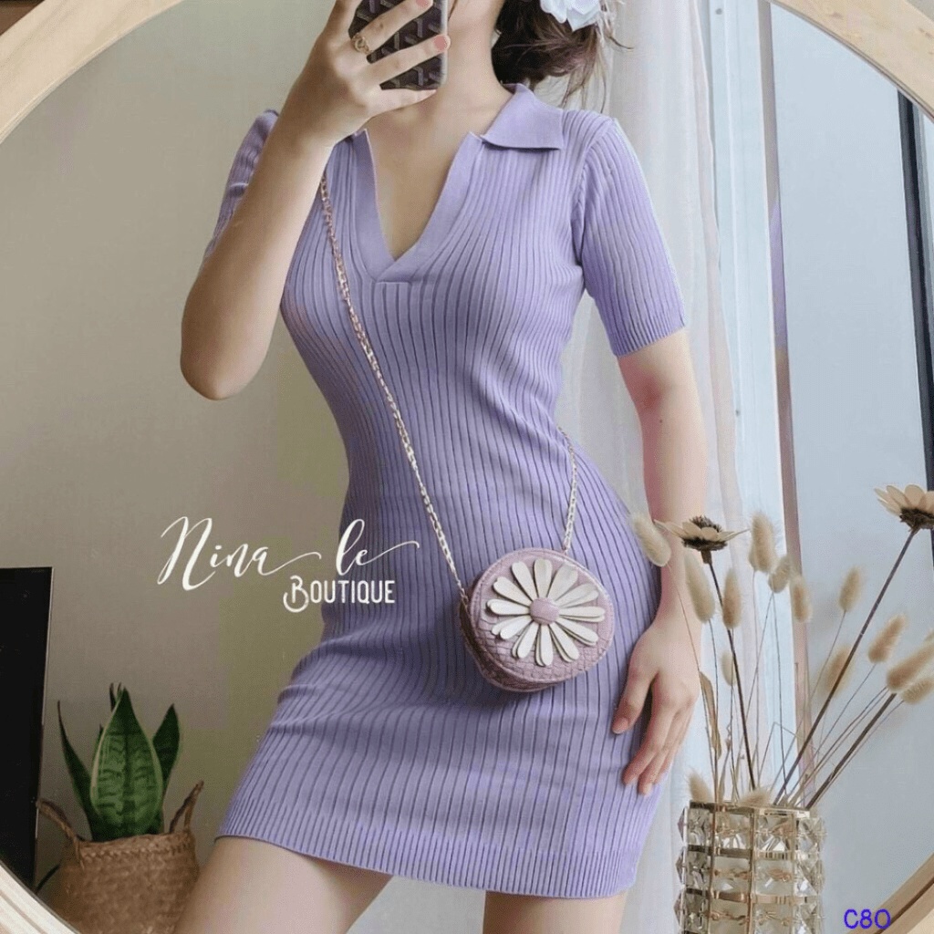 SALE HỜI CHO CHỊ EM MẪU ĐẦM THUN GÂN CỔ BẺ DÁNG ÔM SIÊU HACK DÁNG UP Thời Trang hhp 2022