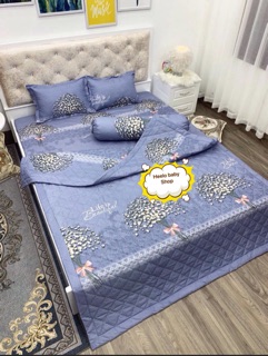 Sét 5 món chăn hè thu trần bông poly cotton (1 chăn, 1 ga, 2 vỏ gối, 1 vỏ gối ôm)