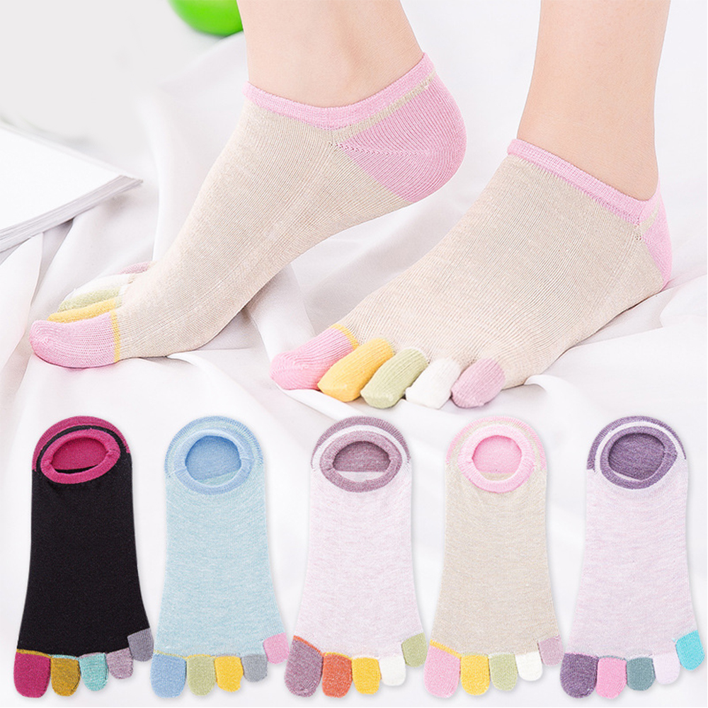 Tất Xỏ 5 Ngón Bằng Cotton Thoáng Khí Chống Trượt Dành Cho Nữ