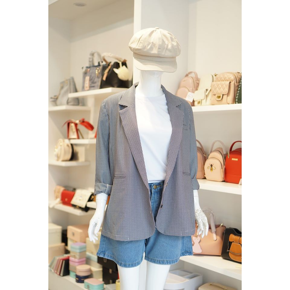 Blazer Caro Nhí Vạt Tròn 043