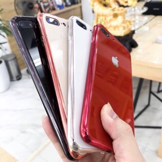 Ốp giả ip 8 XS XS max viền bóng mạ màu dẻo lưng kính iphone 6 6plus 7 7plus X