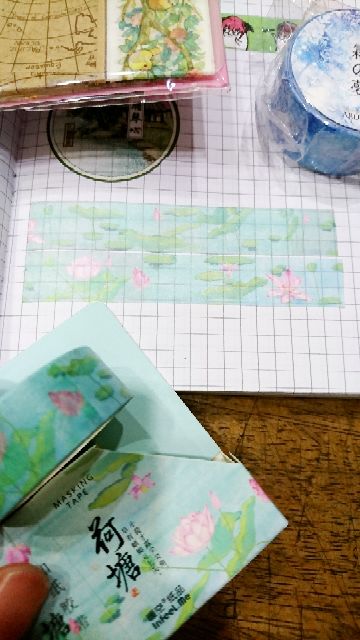 Băng dính trang trí Washi tape mẫu hoa sen 1