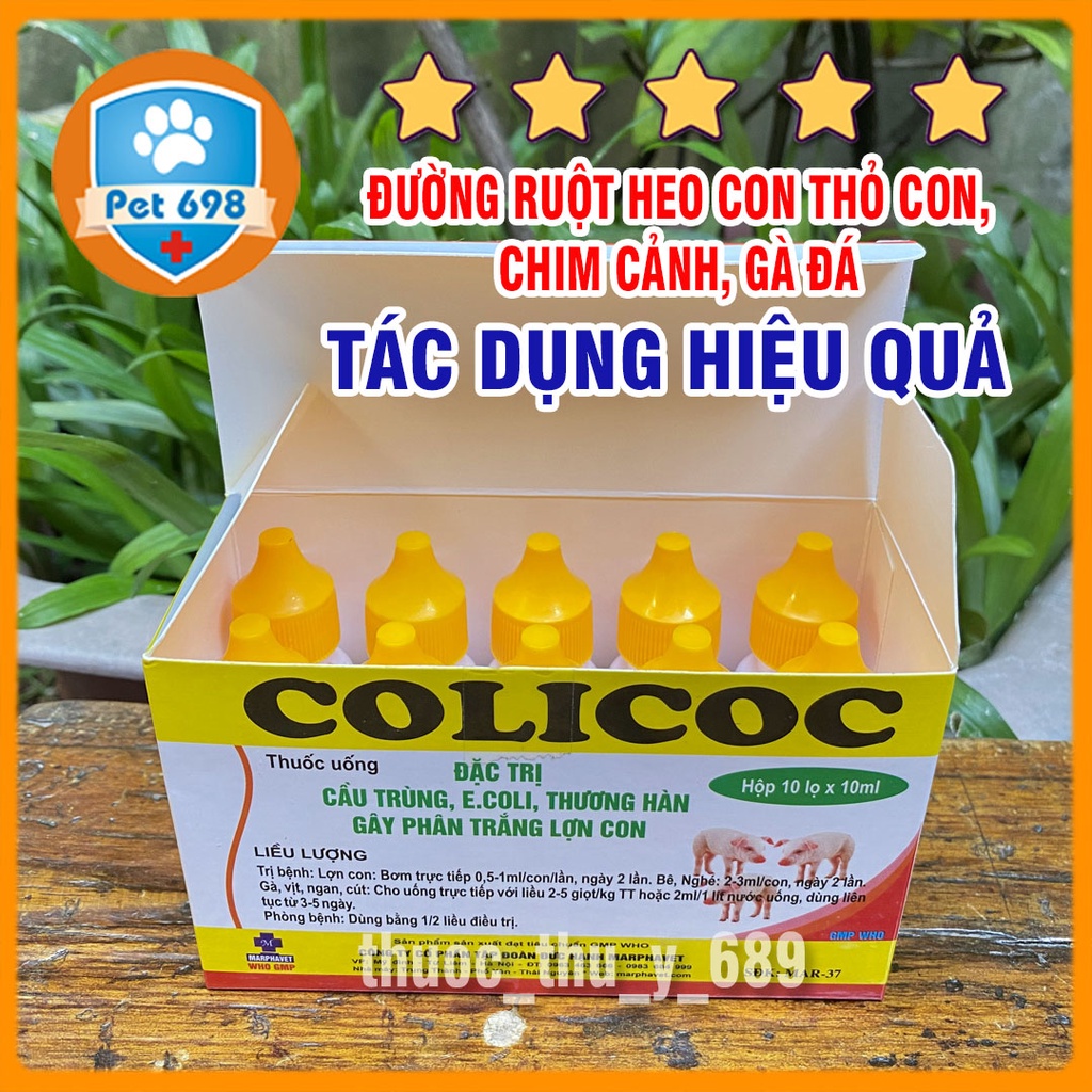 Combo 3 chai colicoc 10ml đường ruột heo con, thỏ con, chim cảnh, gà cảnh