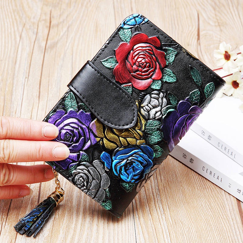 Women's Wallet Women's Short Genuine Leather Card Holder Student Korean Style Social Small Wallet Mini Coin Purse Folding Fashion