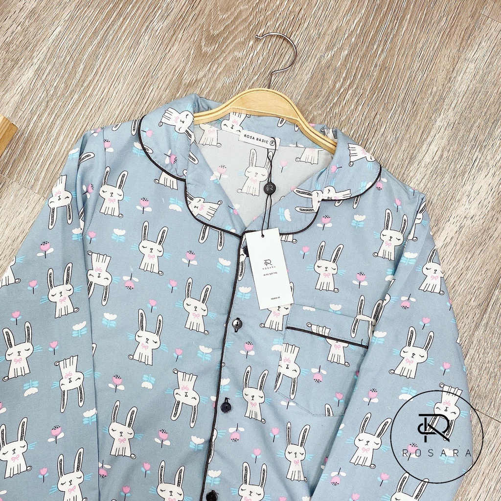 Bộ ngủ Pyjama kate dài tay họa tiết thỏ Rosara B41 | WebRaoVat - webraovat.net.vn