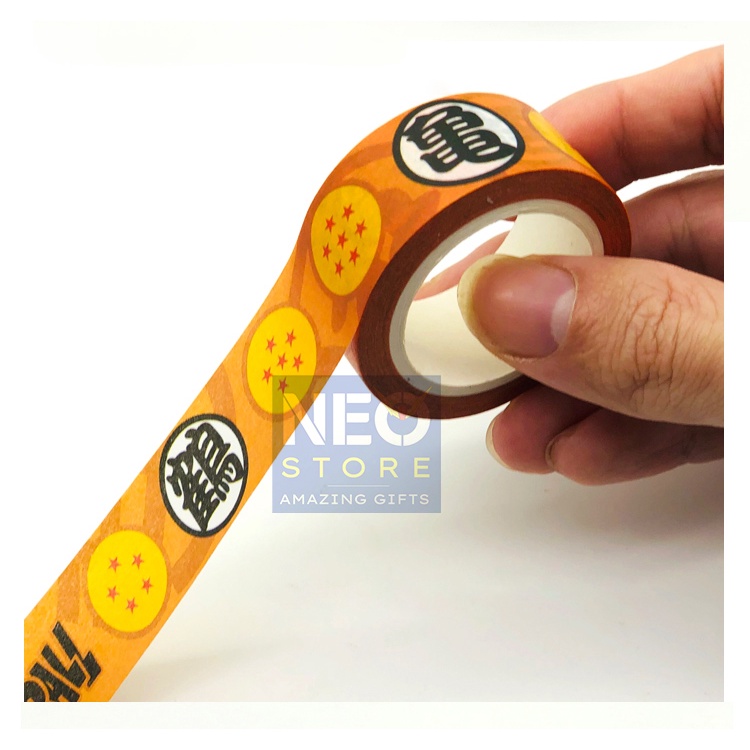 Cuộn Băng Dính In Hình Songoku. Băng keo dính gói hàng hoạt tiết 7 viên ngọc rồng Dragon Balls