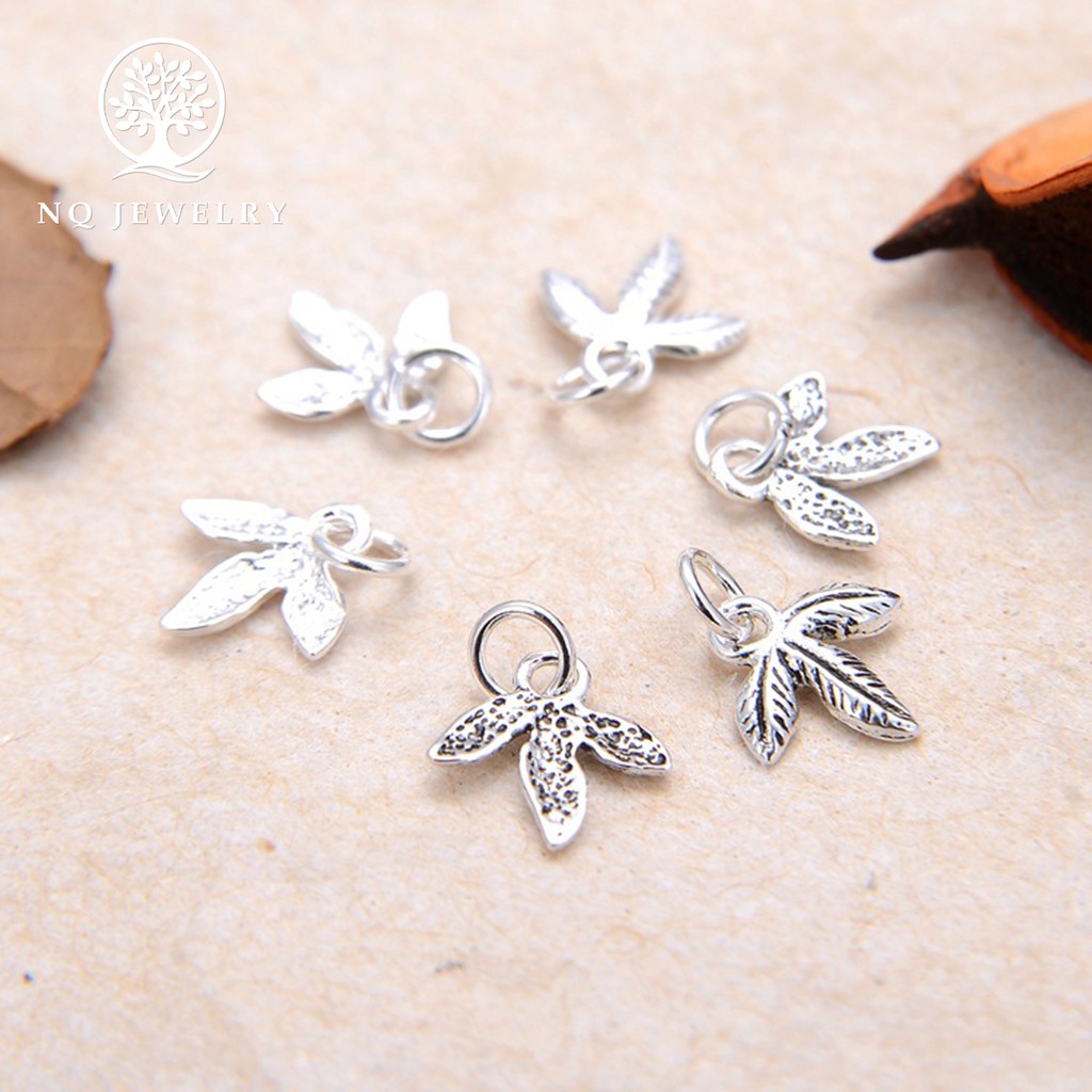 Charm bạc hình lá 3 cánh treo - NQ Jewelry