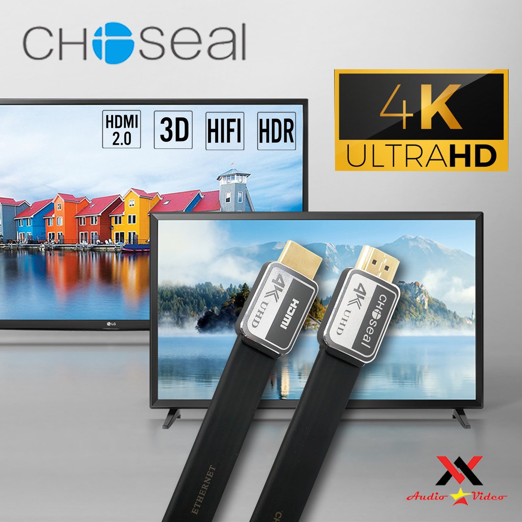 【Chính hãng】Dây Cáp HDMI Choseal 2.0/4K Cao Cấp tốc độ cao, mạ vàng Loại Dẹt, 10m, 15m, 20m, tivi, máy tính, camera