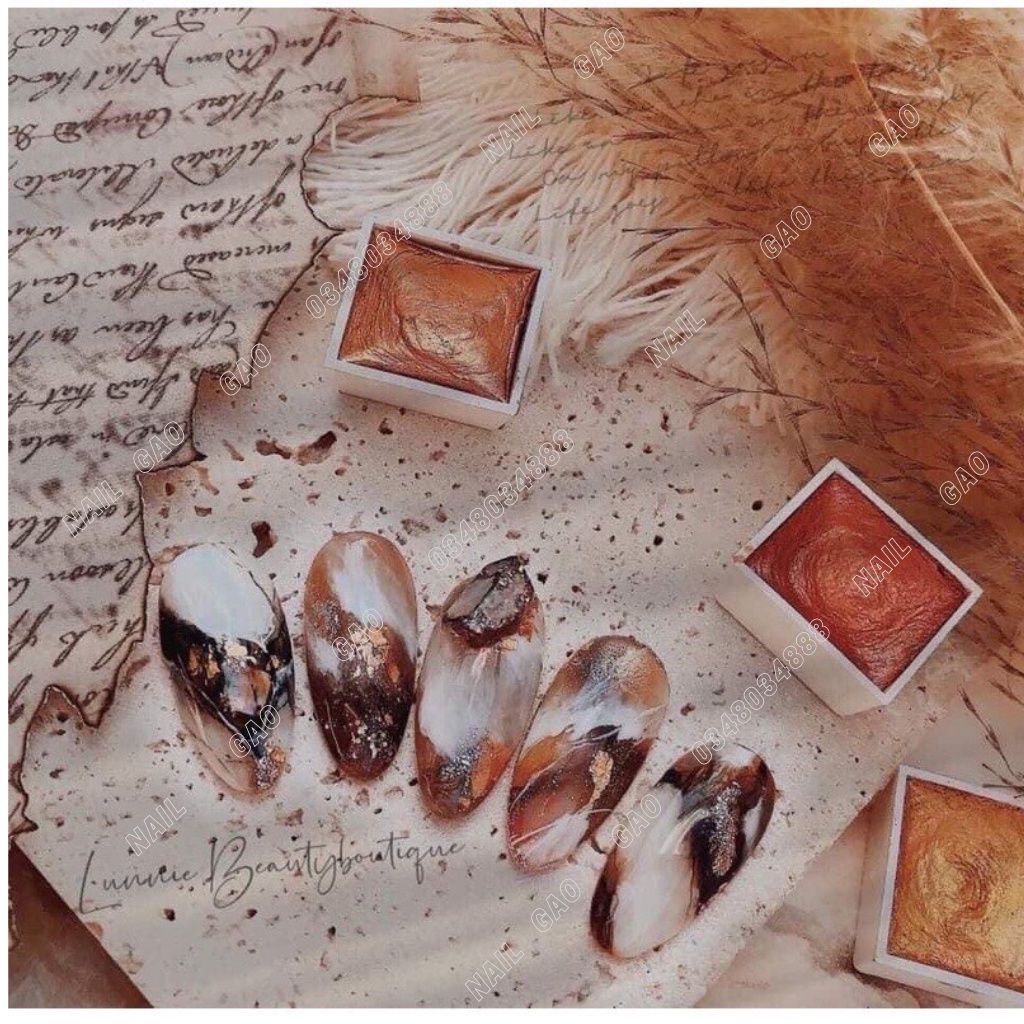 Sét  sơn nước,màu loang nhũ trang trí móng tay 36 màu kèm phụ kiện hót hít