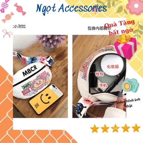 Túi Bao Tử Nam Nữ Đeo Chéo Chất Liệu Vải Cao Cấp Phong Cách Hàn Quốc Thời Trang Ngọt Accessories Giá Rẻ