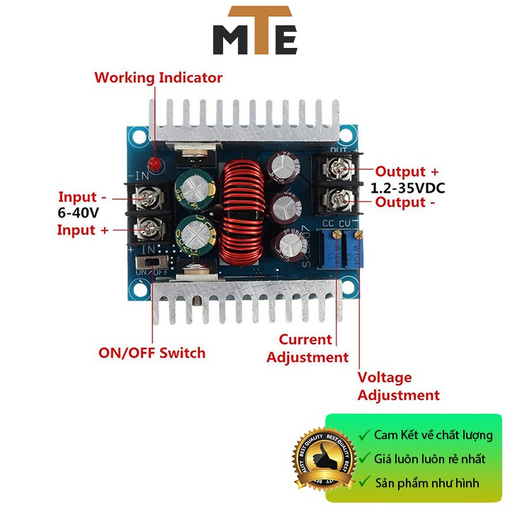 Mạch hạ áp 300W 20A Module buck DC DC 6-40V xuống 1.2-36V