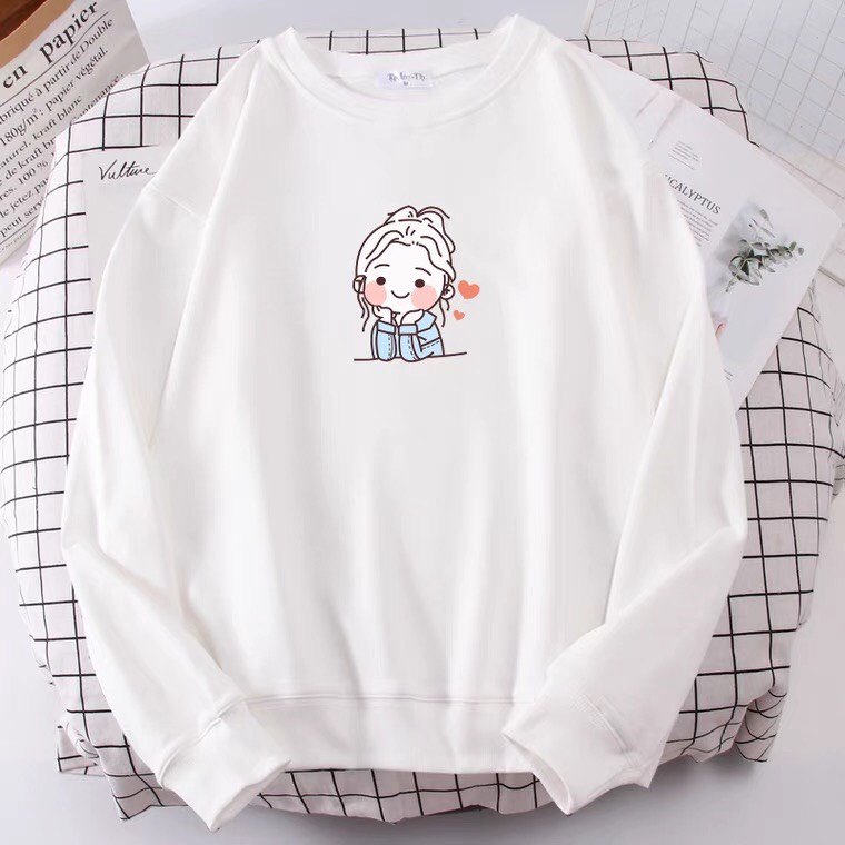 Áo Nỉ Cô gái búi tóc, Áo nỉ Unisex from rộng, Chất nỉ ấm mặc không xù, thiết kế phong cách - MODY