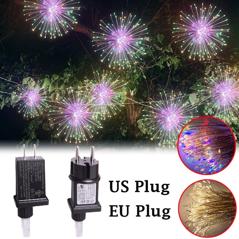 Dây Đèn LED 500 Bóng Hình Pháo Hoa Nhiều Màu Sắc Trang Trí Không Gian