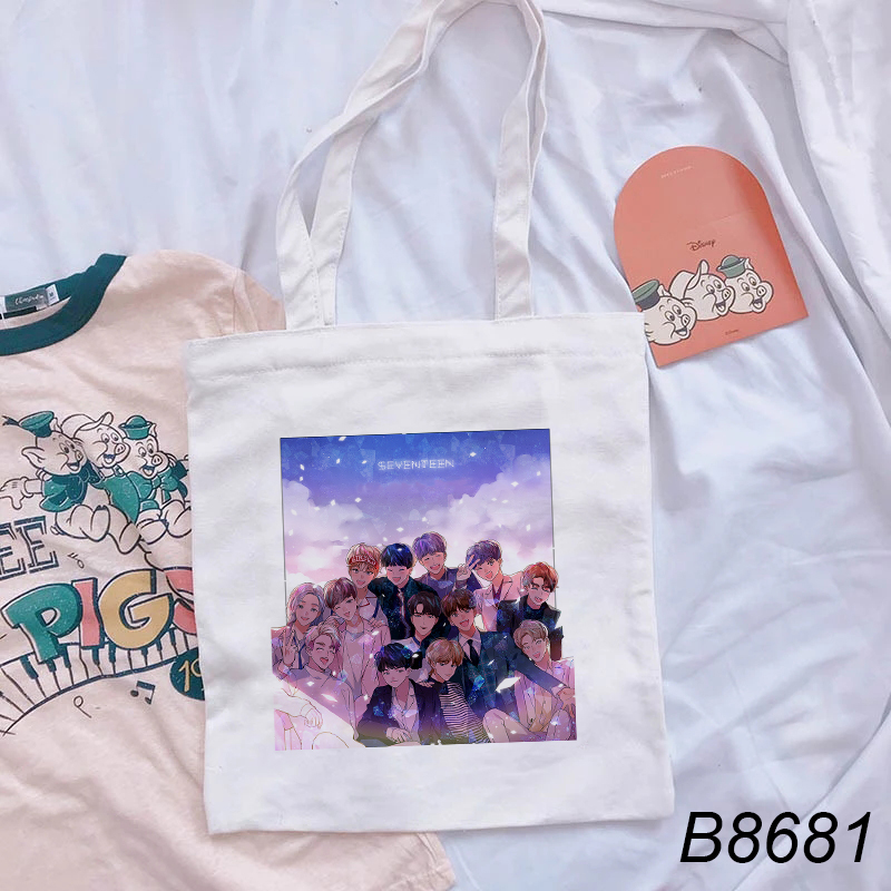 Túi Tote Đeo Vai In Hình Nhóm Nhạc Seventeen Thời Trang Cho Nữ