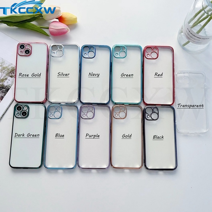 Ốp Điện Thoại Silicon Trong Suốt Viền Vuông Mạ Màu Sang Trọng Chống Sốc Cho iPhone 11 Pro Max SE 2020 SE2 Sự Bảo Vệ