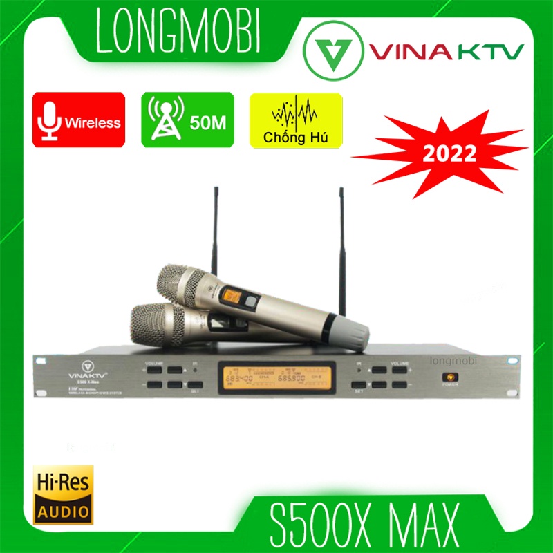 Micro không dây VinaKtv S500X Max - Chống hú, kết nối nhanh thumbnail