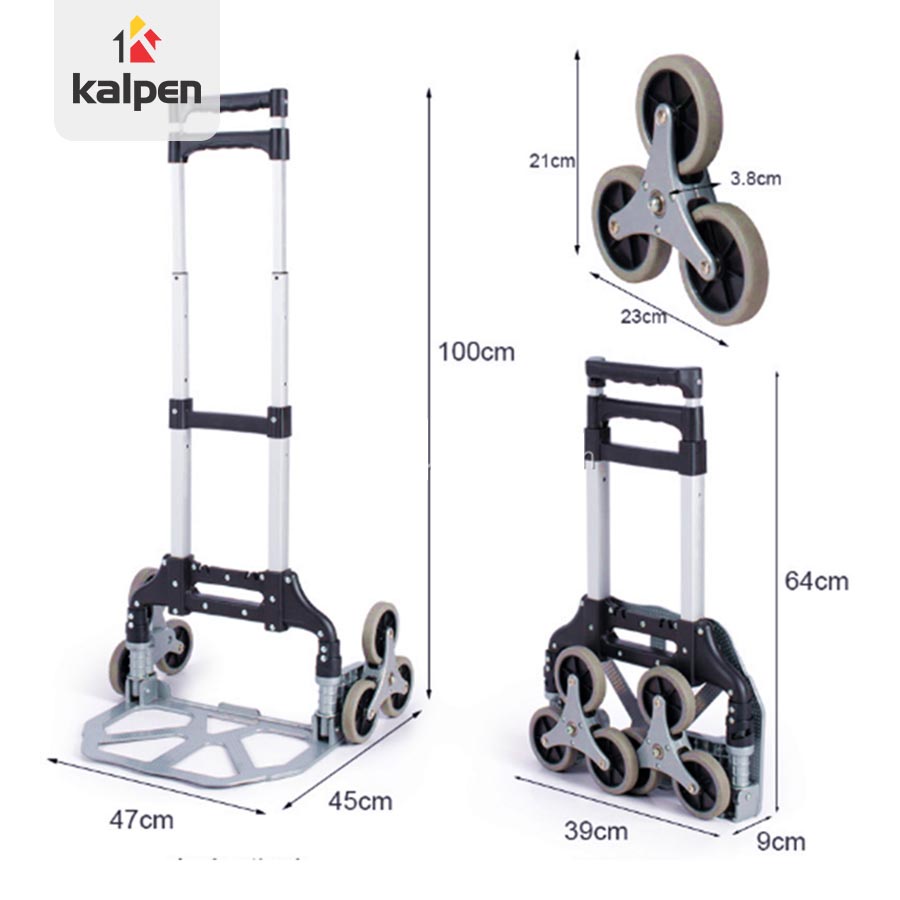 XE KÉO CẦU THANG Gấp Gọn Thông Minh Kalpen, Trọng Lượng Kéo 100kg, Bảo Hành 24 Tháng, XKK01