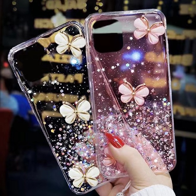 Ốp Điện Thoại Dẻo Trong Suốt Họa Tiết Bươm Bướm & Dây Đeo Cho iphone 15 14 13 12 11 pro x xr xs max 7 8 14 plus se3 13mini