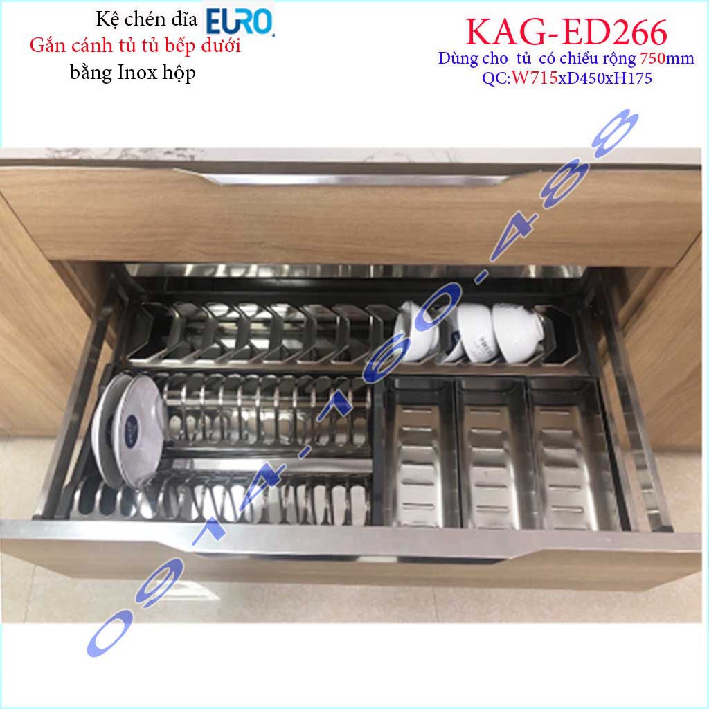 Kệ xoong nồi Euro inox hộp, Kệ đựng chén bát-nồi xoong inox hộp âm tủ ED244-60cm-70cm-75cm-80cm-90cm