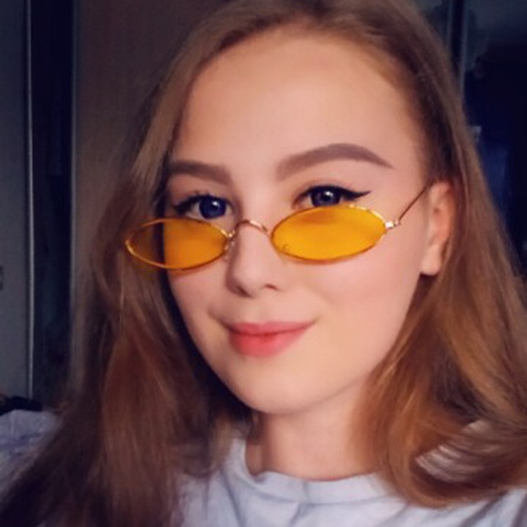 Fashion Hip-hop Sunglasses Small Oval Metal Frame Women/Men UV400