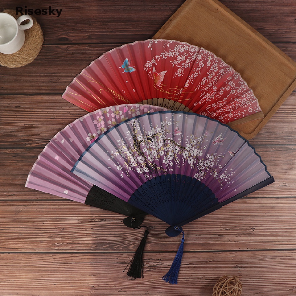 Mới Dù Xếp Bằng Tre Lụa Phong Cách Trung Hoa