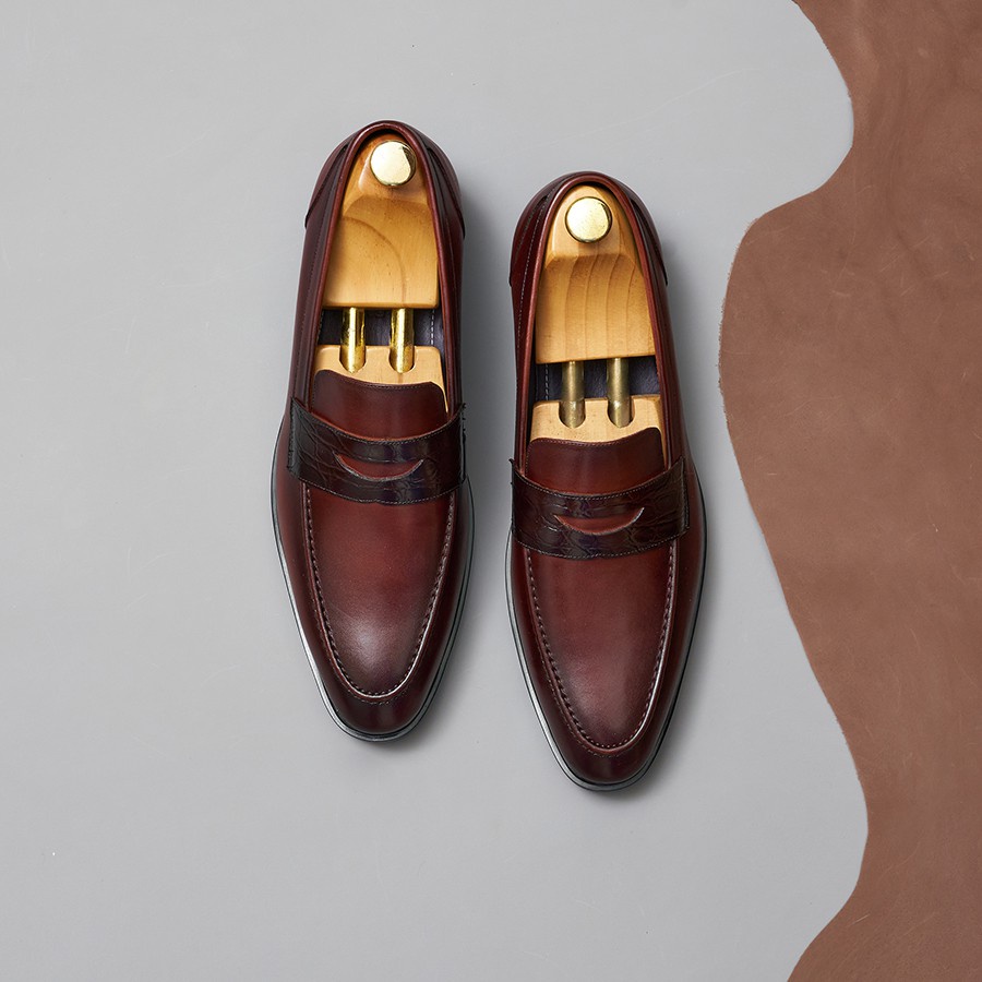 Giày Loafers nam LAFORCE da bò GNLA1268-NDO Tặng Tất Nam Cao Cấp