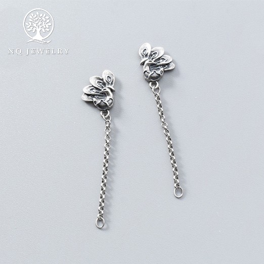 Charm bạc dây bông tai chim công - NQ Jewelry