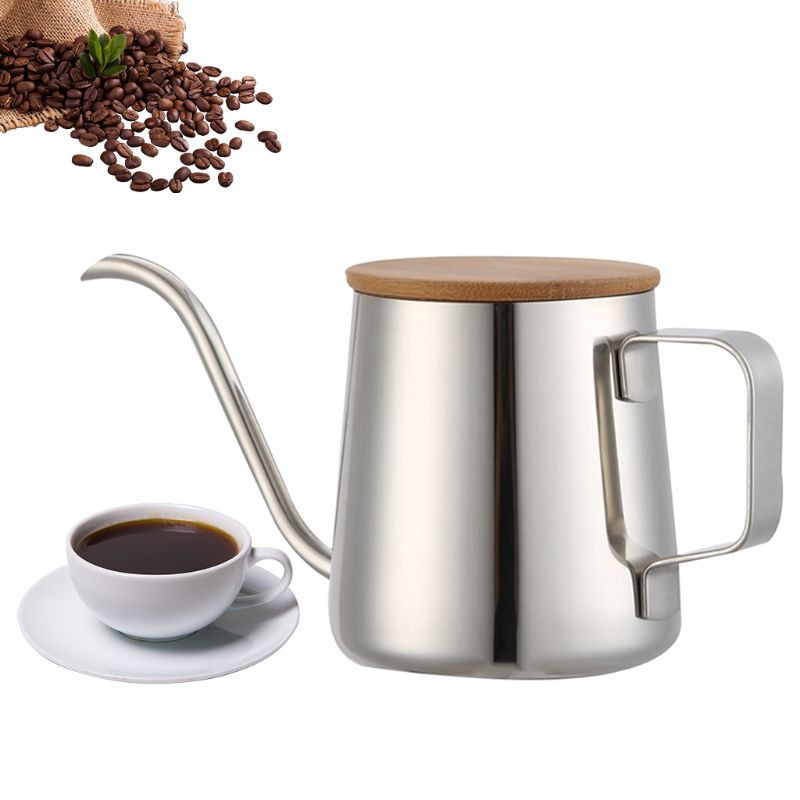 COLO  350Ml Long Narrow Spout Coffee Pot Gooseneck Kettle Stainless Steel Hand Drip Kettle Pour Over Coffee And Tea Pot With Wooden