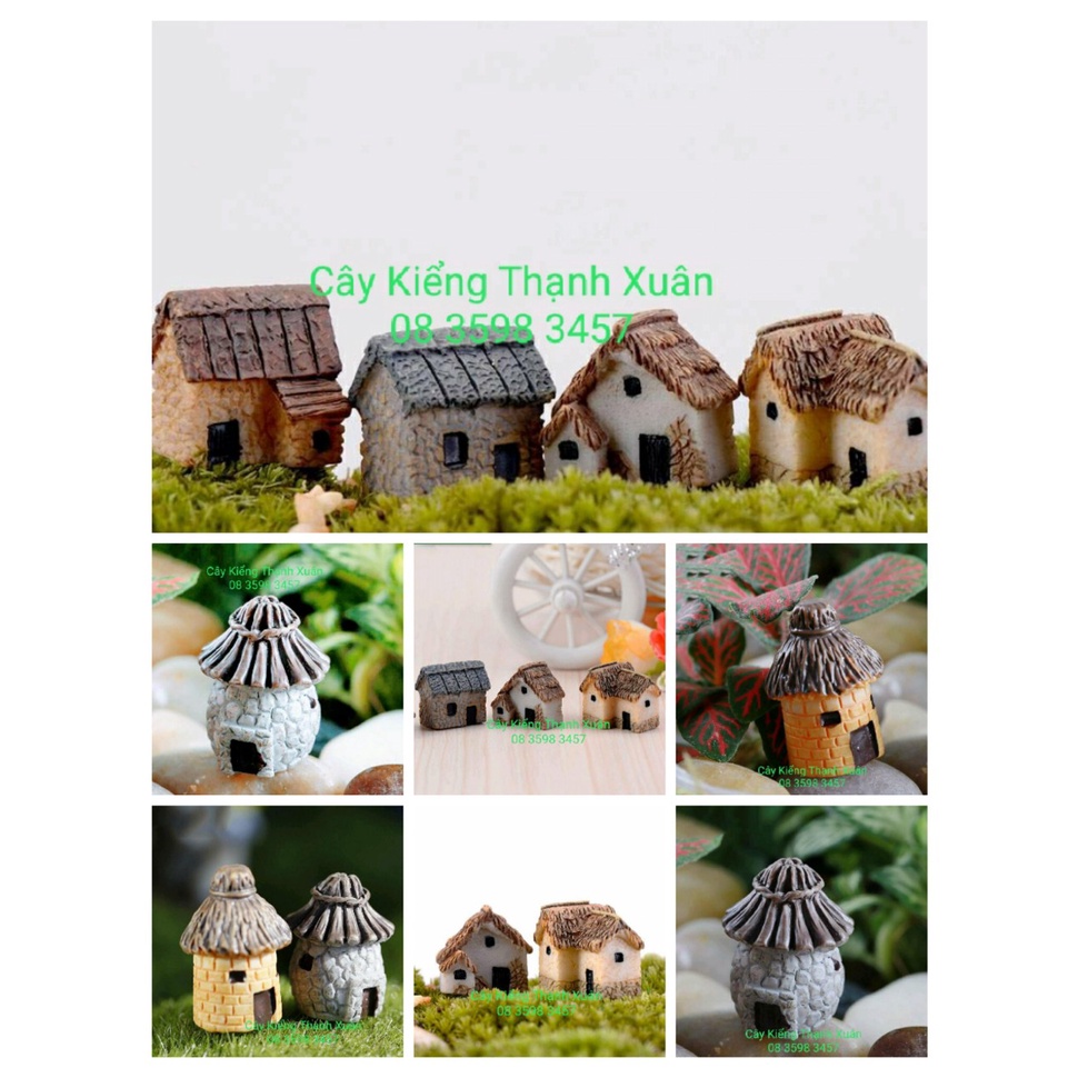 Nhà Tranh Vách Lá Mini - Phụ kiện terrarium trang trí tiểu cảnh sen đá, chậu cây cảnh, sân vườn, bàn làm việc