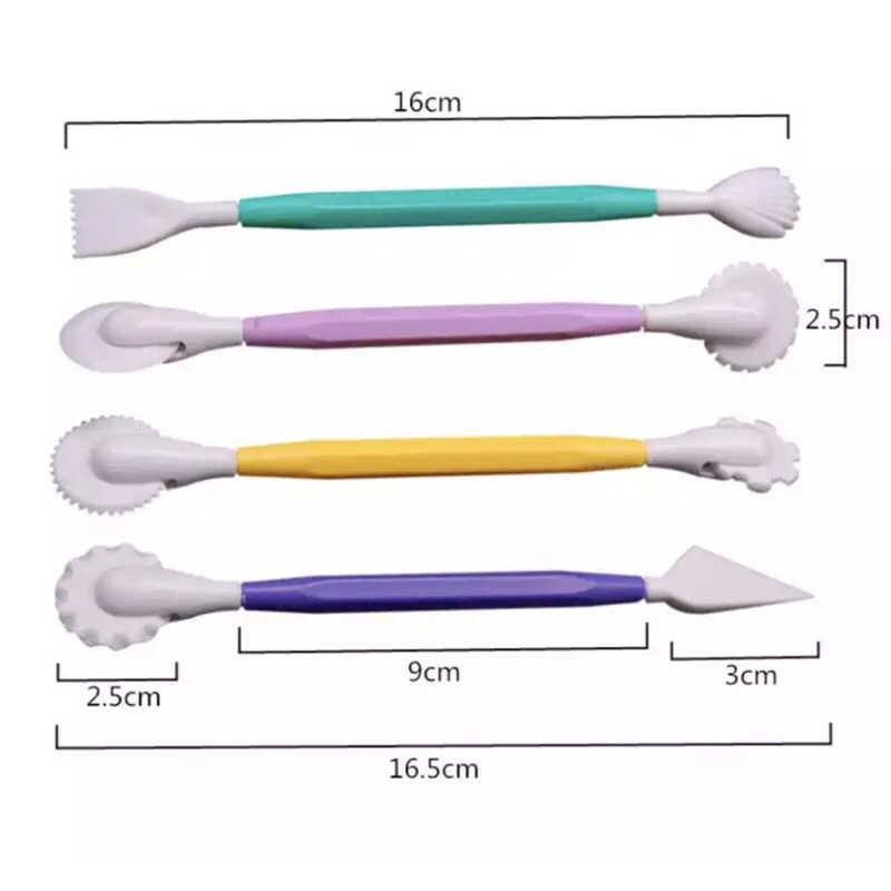 Bộ 4 que răng cưa làm fondant,bánh bao hiện đại