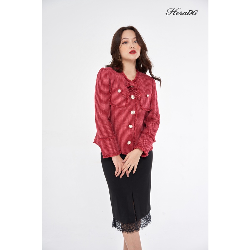 Áo khoác dạ nữ TWEED cổ nơ HeraDG - WKH20012
