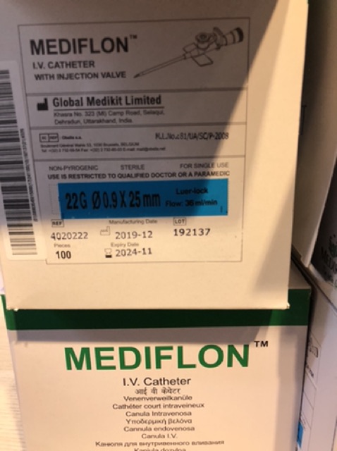✅  Kim luồn tĩnh mạch kim catheter tiêm truyền tĩnh mạch MEDIKIT MEDIFLON Ấn độ size SỐ 16G 18 20g 22g 24G