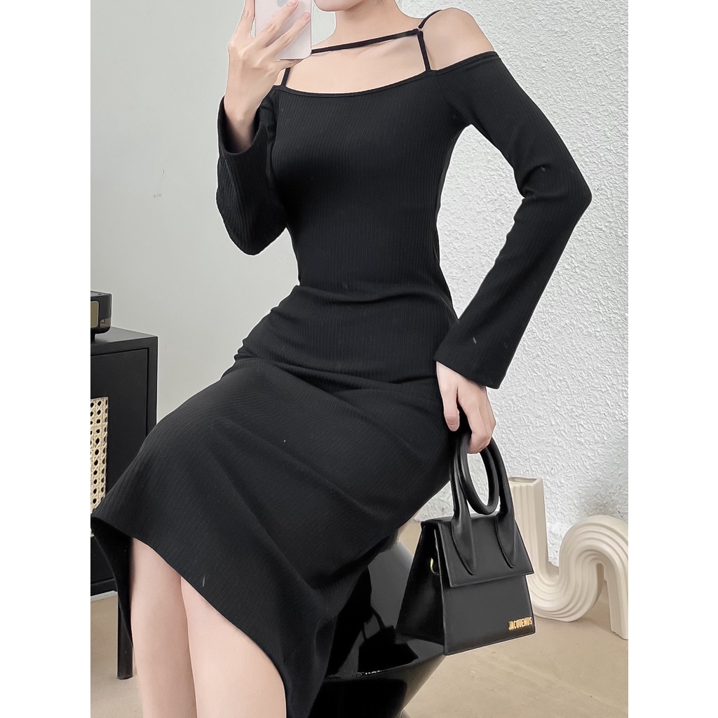 Đầm Ôm Tay Dài Cổ Dây Cách Điệu - EDINI - D1529